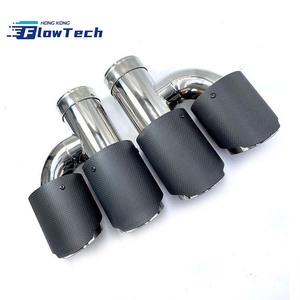 ปลายท่อไอเสียรถยนต์แบบยูนิเวอร์แซลขนาด 89 มม. 1 ต่อ 2 ช่องระบายแบบคู่ ทำจากคาร์บอนไฟเบอร์รูปตัว H สำหรับตกแต่งและดัดแปลงรถยนต์ - Product Image 5