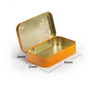 Small Rectangular Tinplate Metal Box Hinged Lid Reusable <strong>Chocolate</strong> Chewing Gum Snack Food Packaging - Product Image 1