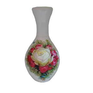 White Flower <b>Vase</b> With Printed Flower For Home Decoration - Product Image 2