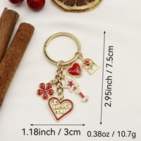 Aşk Kalpli Anahtarlık, 75x30mm, Hediyeler ve Çantalar için Parlak Emaye Alaşımlı Çoklu Charm Tasarımı, Altın ve Kırmızı