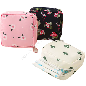 Boîte de rangement carrée en tissu moderne pour la vente en gros, sac à fermeture éclair pour serviettes hygiéniques, mini sac à maquillage portable et étanche pour femmes et filles - Product Image 1