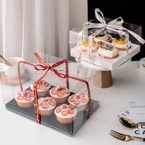 Robuster durchsichtiger Kunststoff <span class=keywords><strong>2</strong></span> 4 6 9 12 Count Dessert Display Geschenk verpackung Lagerung Gebäck Cupcake <span class=keywords><strong>Box</strong></span> mit Einsatz - Product Image 4
