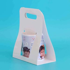 Sac alimentaire en carton à poignée blanche, impression UV, style moderne, pour tasses de 11 oz – Nouveauté promotionnelle pour cadeaux d'entreprise et réunions de famille/fêtes - Product Image 3