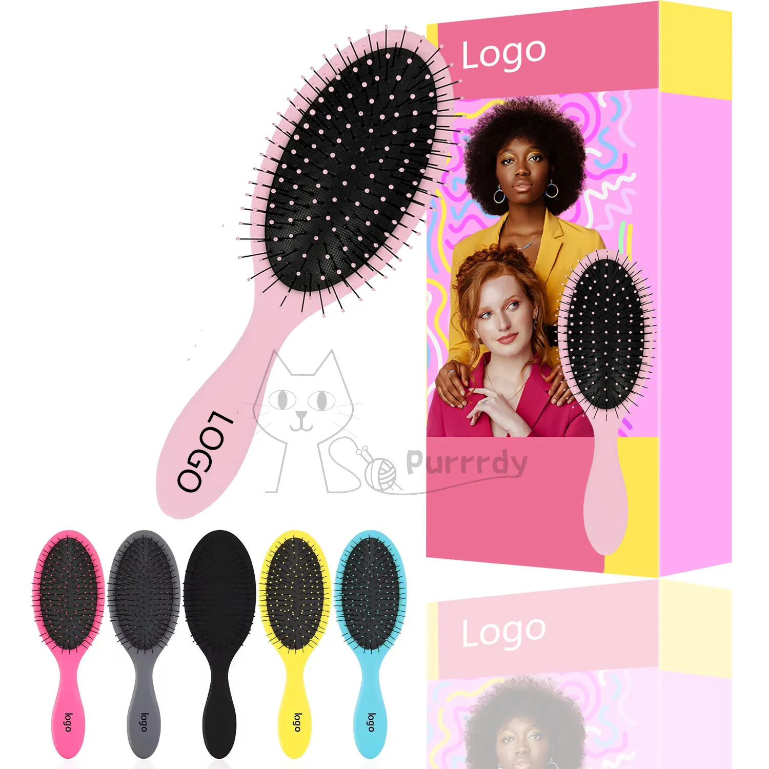 Brosse à cheveux démêlante douce humide ou sèche à poils ultra doux avec logo personnalisé pour démêler et coiffer pour femmes et hommes