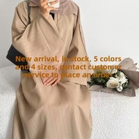 Vêtements islamiques Brion, abaya de couleur unie pour femmes du Moyen-Orient, col en V, manches longues, robe ample