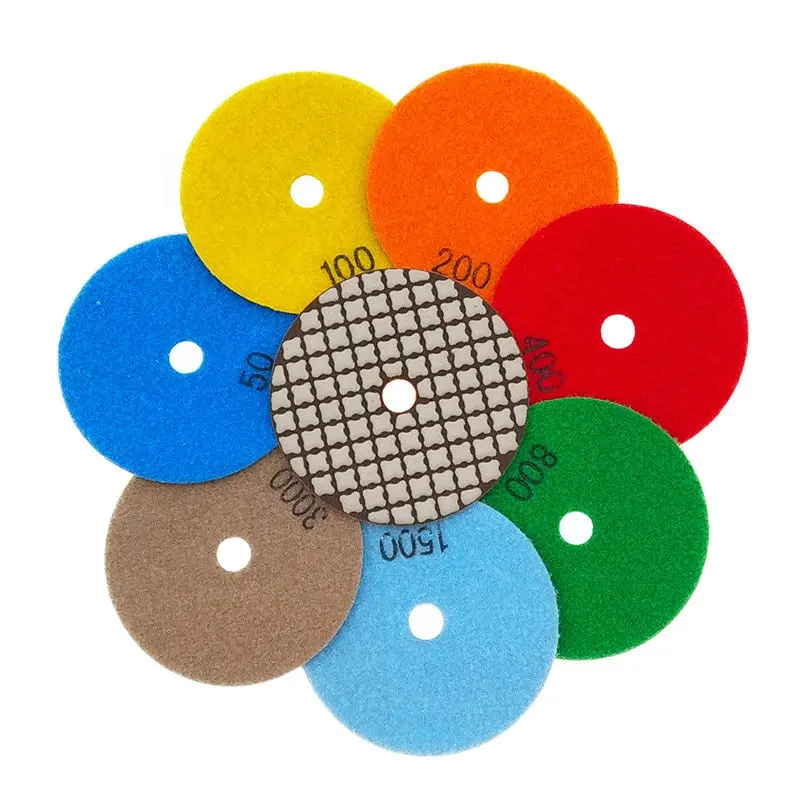 3 Step Wet Flexible Diamond Polishing Pads for Granite Marble Concrete Floor/granite /marble White Round 100mm Sharpness 100pcs