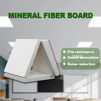 Plaques de plafond acoustiques modernes carrées en fibres minérales, résistantes à l'humidité, ignifuges pour bâtiments commerciaux