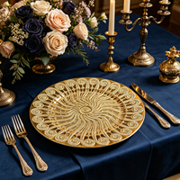 Assiette de Présentation en Plastique PP Doré Électroplaqué de Haute Qualité, Motif Spirale Intricaté, Idéale pour les Célébrations et Fêtes