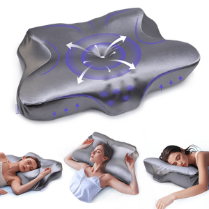 Oreiller en mousse à mémoire de forme certifié OEKO-TEX CertiPUR-US, taie d'oreiller en soie lisse, rebond lent, ergonomique, orthopédique, pour lit - Product Image 1