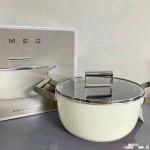 หม้อเซรามิกเคลือบกันติดแบบอิตาเลียน ปราศจากสาร PFAS ขนาด 4.5 ลิตร สีครีมสไตล์เรโทร สำหรับครัวเรือน ใช้กับ<span class=keywords><strong>เตา</strong></span>แม่เหล็กไฟฟ้าและ<span class=keywords><strong>เตา</strong></span><span class=keywords><strong>อบ</strong></span>ได้ - Product Image 1
