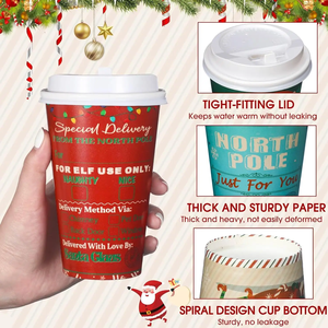Regalo <span class=keywords><strong>DE</strong></span> ENTREGA <span class=keywords><strong>DE</strong></span> Papá Noel desde el Polo Norte Vasos <span class=keywords><strong>de</strong></span> papel <span class=keywords><strong>de</strong></span> Navidad <span class=keywords><strong>de</strong></span> <span class=keywords><strong>pared</strong></span> simple con tapas y pajita para Decoración - Product Image 3