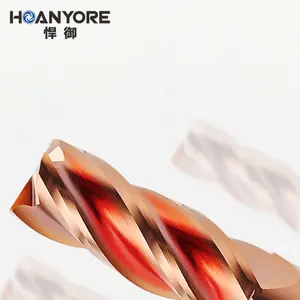 HOANYORE D3-D16 Hard Alloy Tungsten Steel Yellow Coated End Mills Copper Coating HRC55 Carbide Milling Cutter