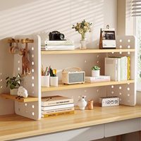 Desktop Shelving Students to Learn Organize Shelves, Computer Desk Multi-Layer Hole Board Table Solid Wood Bookshelf