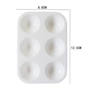 <span class=keywords><strong>Palette</strong></span> de peinture d'art rectangulaire en plastique 6 trous en gros plateau de peinture acrylique épaississant blanc pour enfants - Product Image 1