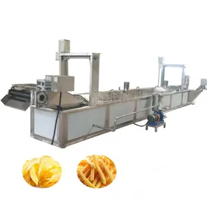 Fully Automatic Continuous Frying Machine Potato Chips French Fries Fryer With Conveyor Belt