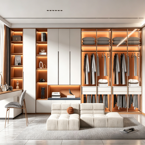 BALOM Dressing contemporain sur mesure avec <span class=keywords><strong>aménagement</strong></span> personnalisable et éclairage intégré pour maisons de luxe - Product Image 1