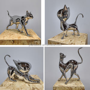 Escultura de Gatos de Acero Inoxidable de Tamaño Real, Estilo Moderno, Decoración de Animales Tallados para <span class=keywords><strong>Plaza</strong></span> Comercial, <span class=keywords><strong>Hotel</strong></span>, Jardín, Paisaje Urbano - Product Image 2
