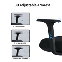 Chaise de bureau moderne noire réglable, directement de l'usine |   Chaise ergonomique en tissu avec accoudoirs 3D, bouton arrière et support lombaire pour bureau à domicile