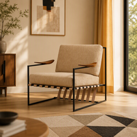Fauteuil de détente moderne en velours avec structure métallique pour la maison, le bureau, le salon, la chambre, l'hôtel, l'appartement