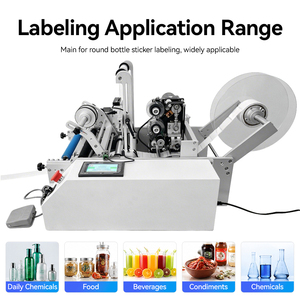 Machine d'étiquetage de bouteilles rondes de table avec unité de codage à <span class=keywords><strong>ruban</strong></span> attachable, dispositif de montage d'étiquettes <span class=keywords><strong>pour</strong></span> bocaux cylindriques sous pression - Product Image 1
