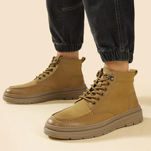 รองเท้าบูทหนังแท้ผู้ชายแบบผูกเชือกสำหรับฤดูหนาว รองเท้าบูทสั้นแบบพื้นหนา ระบายอากาศได้ดี กันลื่น แฟชั่น ราคาพิเศษสุดคุ้ม - Product Image 2