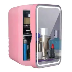 Portatile 8L 4L Mini piccolo frigorifero cosmetico Frigo bellezza cura della pelle specchio per il trucco 12v frigorifero rosa con luce a Led per camera da letto