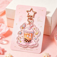 Vente Chaude Porte-clés en Acrylique Transparent Personnalisé, Thème Anime, Dessin Animé, Thé aux Perles, Boba Tea, Vente en Gros