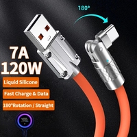 180 cordon de fil de charge Ultra rapide rotatif 120W 6A câble de date de chargeur USB en Silicone pour téléphone Type C Charge USB C