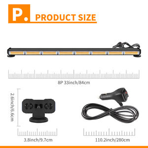 96W araba Led çakarlı lamba Bar 2 taraf COB LED yanıp sönen uyarı işık çubukları çatı Grille acil aydınlatma aksesuarları 33" - Product Image 3
