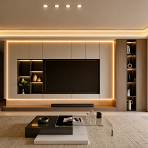 <span class=keywords><strong>Mueble</strong></span> de <span class=keywords><strong>TV</strong></span> de Madera <span class=keywords><strong>para</strong></span> Montar en la Pared con Iluminación Ambiental LED, Consola Multimedia <span class=keywords><strong>Minimalista</strong></span> Nórdica <span class=keywords><strong>para</strong></span> Almacenamiento en la Sala de Estar - Product Image 3