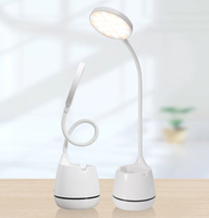 Lámpara de escritorio con Interruptor táctil inteligente, Flexible, ajustable, Led, alta calidad, protección ocular, soporte para bolígrafo y teléfono