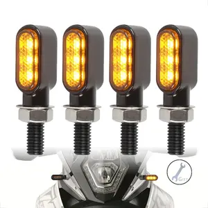 Motorcycle Mini LED Turn Signal Light Indicators Flashing Light Blinker 12V For Bobber Cafe Racer Honda Yamaha Kawasaki