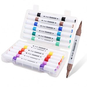 Hot Selling 12 <b>18</b> 24 36 48 Colors Dual Tip Soft Brush Professional Art Drawing Markers Permanent Acrylic Pen Set Plastic Box - Product Image 5