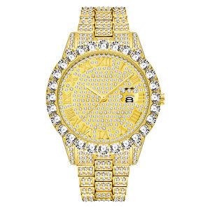 Orologio da Uomo in Oro con Diamanti, Movimento al Quarzo, Stile Hip Hop, Regalo <span class=keywords><strong>per</strong></span> Uomo 4408 - Product Image 2