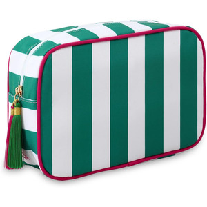 Bolsa de Maquillaje Ligera con Borlas y Logotipo Personalizado al por Mayor, Neceser de Viaje con Cierre, Estuche Cosmético a Rayas, Regalo para Mujer - Product Image 4