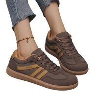Chaussures de sport pour femmes grande taille transfrontalières, baskets 2025, nouvelle couleur rétro européenne américaine, bloc de couleur, lacets, tige en PU