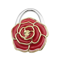 Porte-sac à main portable pour femme, crochet de table, support en alliage de zinc, forme de fleur, accessoire de sac pliable