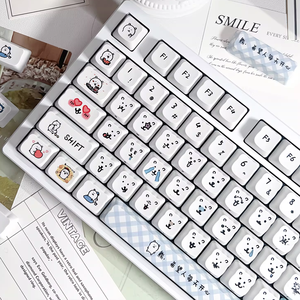 Teclas mecánicas Aflion personalizadas PDA MOA Cherry Profile con diseño de gato y oso, sublimación PBT, 143 teclas - Product Image 1