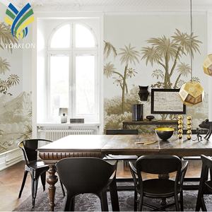 YKWS 001 Design moderno 3D carta da parati rotoli verde botanica natura oro <span class=keywords><strong>legno</strong></span> impermeabile camera da letto decorazione Papier Peint <span class=keywords><strong>murale</strong></span> - Product Image 1