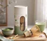 Tube d'emballage cylindrique en papier imprimé sur mesure, écologique et de qualité alimentaire, pour l'emballage de fouets à matcha et de coffrets de thé - Vente en gros