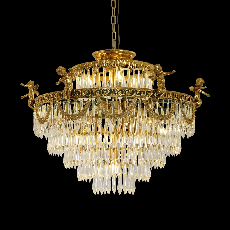 JewelleryTop french victorian hotel crystal design lighting royal gold ceiling lamp luxury gilt bronze palace ceiling light