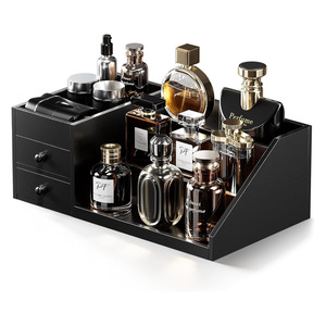 Desktop Cosmetic Storage <b>Box</b> With Drawers 3 Tier Black For Perfume And Personal Care Products - Product Image 3