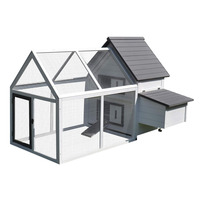 Hühnerstall mit Auslauf, Hölzernes Hühnerhaus, Nistkasten, Geflügelstall, Käfig für Kleintiere