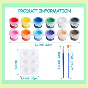 Juego de 20 tiras de pintura acrílica a granel populares en 12 colores con 40 pinceles y 20 paletas para pintura en lienzo - Product Image 2