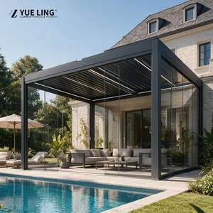 Pergola en aluminium à lamelles métalliques pour auvent de pont, panneau solaire, gazebo à revêtement en poudre, pergola bioclimatique pour fenêtre, fabriquée en Chine - Product Image 1