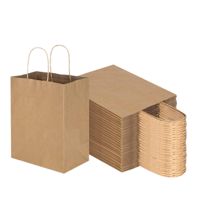 Sacs cadeaux en papier kraft brun uni, faits à la main, réutilisables, écologiques, imprimés à l'écran, personnalisables, ruban torsadé en vrac pour - Product Image 1