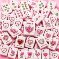 Nouvelles Tuiles de Mahjong Portables en Acrylique Rose et Violet, Écologiques, de Luxe Moderne, à Deux Couches, Motif Amour Américain, pour Jeu à la Main