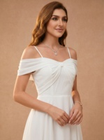 Robes de mariée en mousseline à épaules dénudées, robe blanche longue en mousseline pour femme, robe de soirée sur mesure longueur ras du sol, robe de mariée