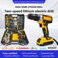 Perceuse électrique rechargeable au lithium-ion, modèle professionnel pour l'exportation, perceuse à main multifonction, ensemble d'outils à couple élevé