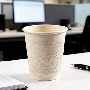 Gobelets à café en papier biodégradables jetables à double paroi, personnalisables par transfert thermique, pour réunions - Product Image 1